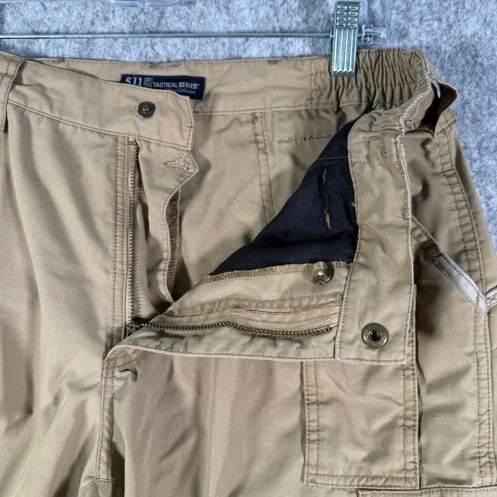 5.11 Tactical Shorts Mens Size 32 Brown Cargo Pockets Rip Stop 9 Inch Inseam